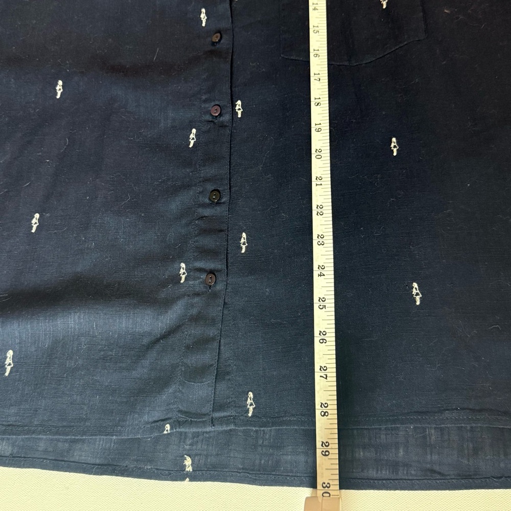 ZARA Basic Navy Embroidered Button Down Shirt Lon… - image 7